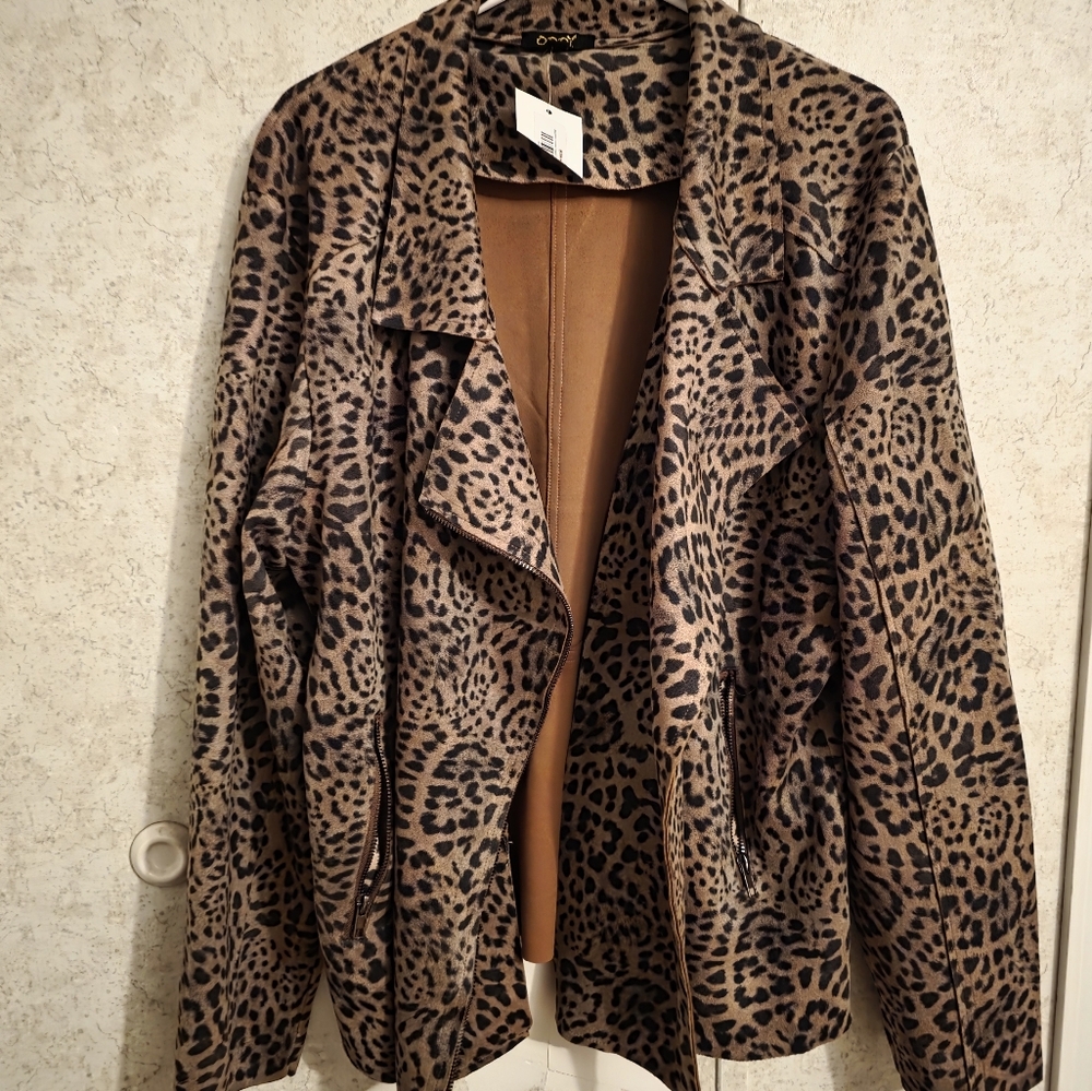 Chico's Brown and Black Leather Moto Jacket